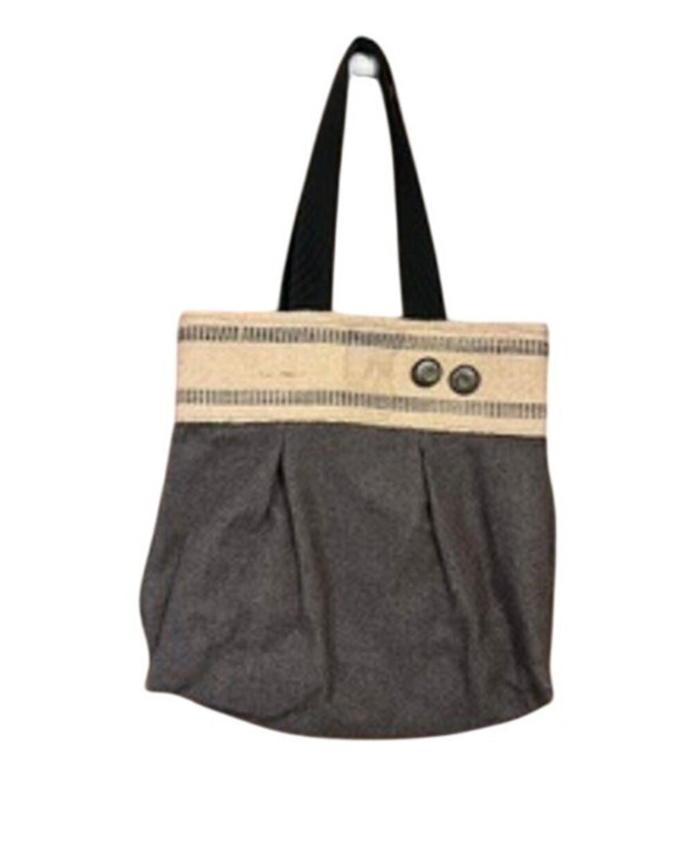 Handmade Autumn Burlap Flannel Crow liner Tote Bag